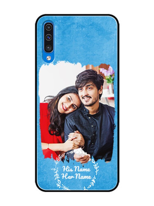 Custom Galaxy A50S Custom Glass Phone Case - Blue Color Vintage Design