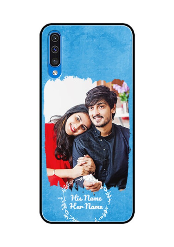 Galaxy A50S Custom Glass Phone Case - Blue Color Vintage Design