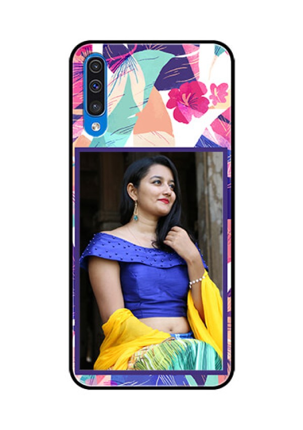 Samsung Galaxy A50s Custom Glass Mobile Case  - Abstract Floral Design