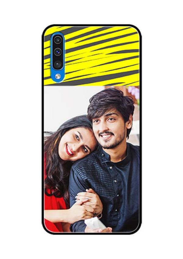 Samsung Galaxy A50s Photo Printing on Glass Case  - Yellow Abstract Design