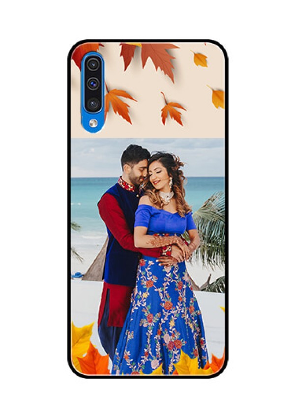 Samsung Galaxy A50s Photo Printing on Glass Case  - Autumn Maple Leaves Design