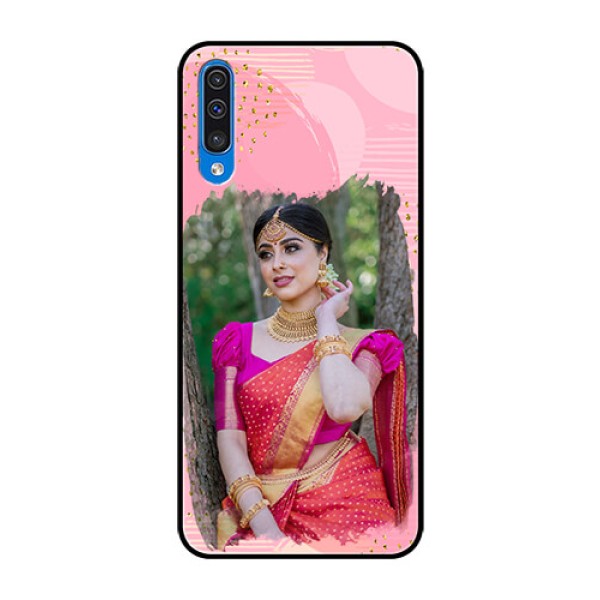 Samsung Galaxy A50s Personalized Glass Phone Case - Gold Glitter Splash Design Samsung Galaxy A50s Personalized Glass Phone Case - Gold Glitter Splash Design