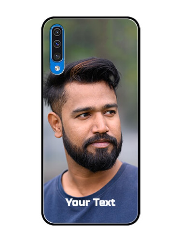 Custom Galaxy A50S Glass Mobile Cover: Photo with Text