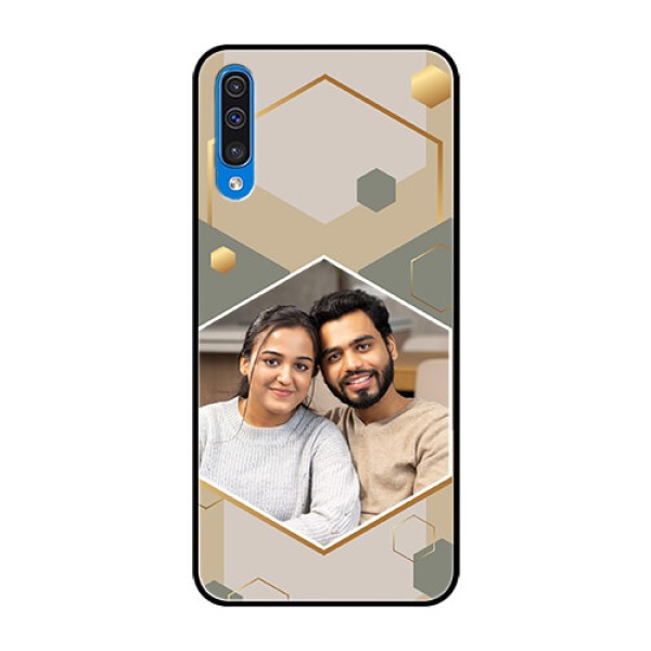 Galaxy A50s Photo Printing on Glass Case - Stylish Hexagon Pattern Design Galaxy A50s Photo Printing on Glass Case - Stylish Hexagon Pattern Design