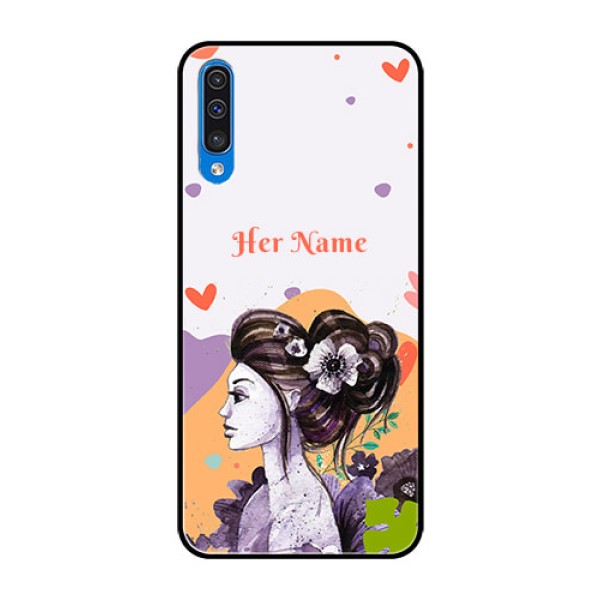 Galaxy A50s Personalized Glass Phone Case - Woman And Nature Design