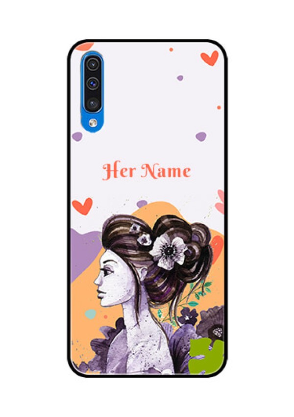 Galaxy A50s Personalized Glass Phone Case - Woman And Nature Design