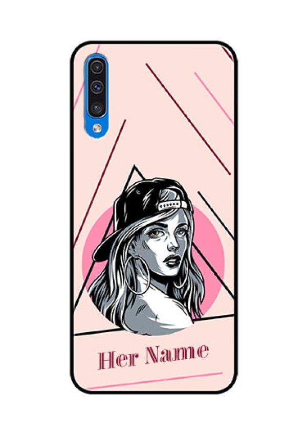 Galaxy A50s Personalized Glass Phone Case - Rockstar Girl Design