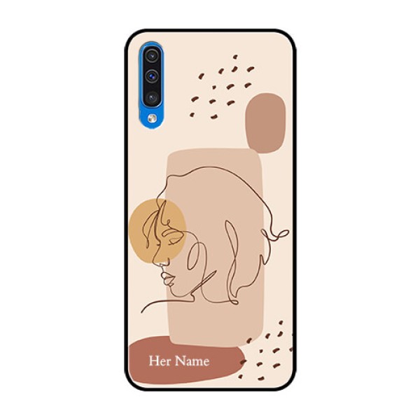 Galaxy A50s Photo Printing on Glass Case - Calm Woman line art Design Galaxy A50s Photo Printing on Glass Case - Calm Woman line art Design