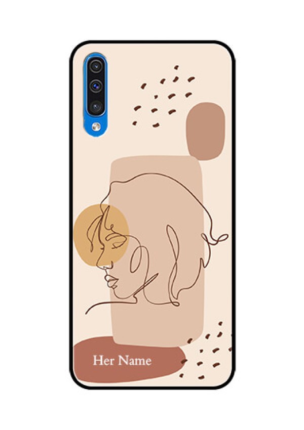 Galaxy A50s Photo Printing on Glass Case - Calm Woman line art Design