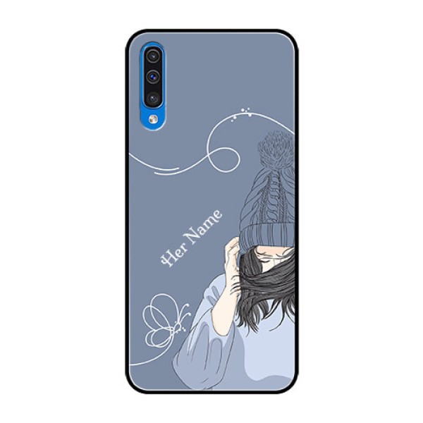 Galaxy A50s Custom Glass Mobile Case - Girl in winter outfit Design