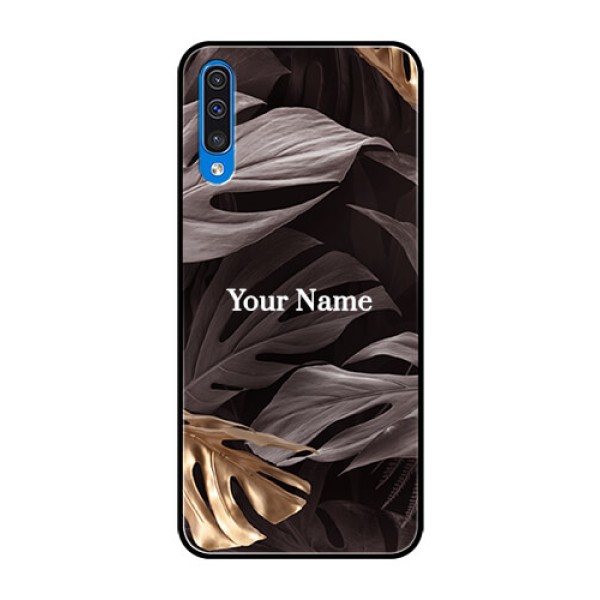 Galaxy A50s Personalised Glass Phone Case - Wild Leaves digital paint Design Galaxy A50s Personalised Glass Phone Case - Wild Leaves digital paint Design