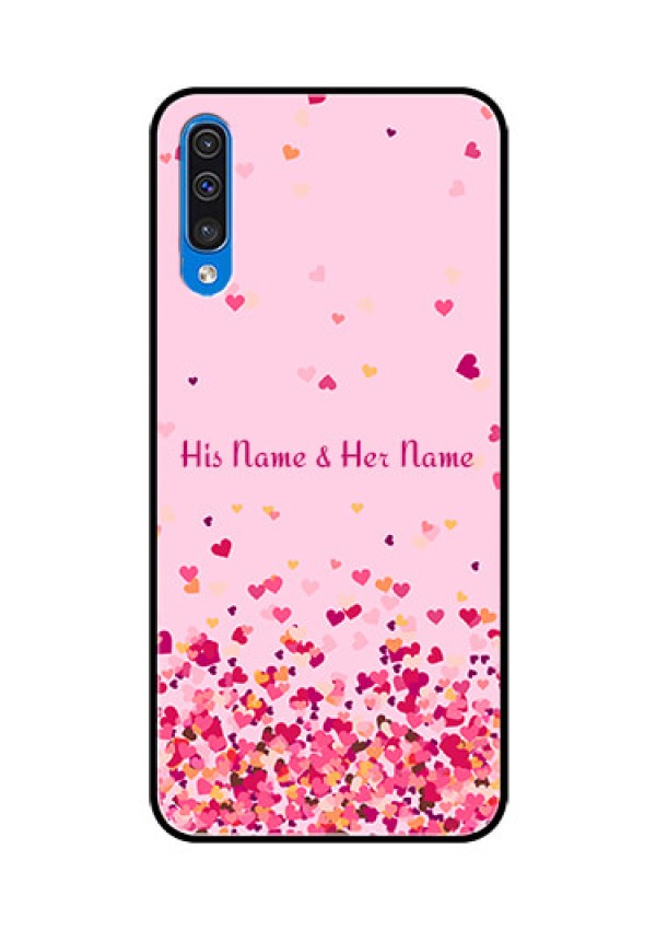 Galaxy A50s Photo Printing on Glass Case - Floating Hearts Design