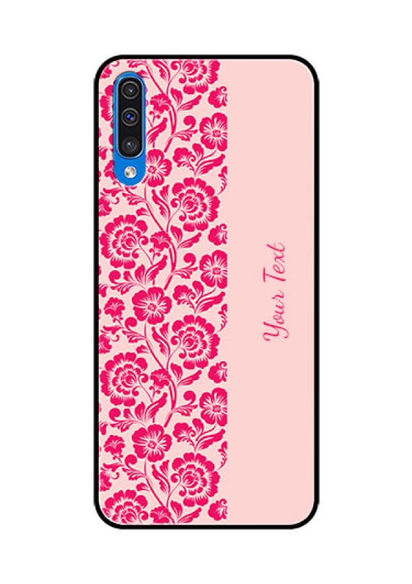 Galaxy A50s Custom Glass Phone Case - Attractive Floral Pattern Design