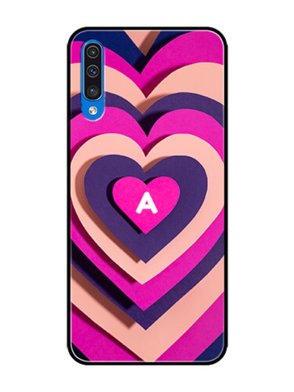 Custom Galaxy A50s Custom Glass Mobile Case - Cute Heart Pattern Design