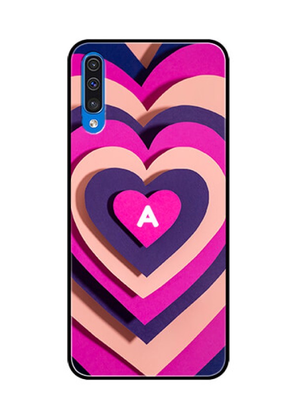 Galaxy A50s Custom Glass Mobile Case - Cute Heart Pattern Design