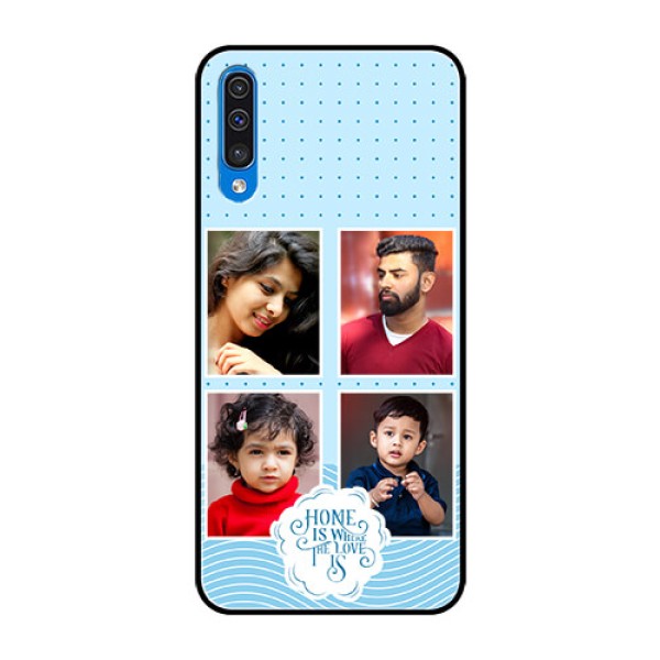 Galaxy A50s Custom Glass Phone Case - Cute love quote with 4 pic upload Design Galaxy A50s Custom Glass Phone Case - Cute love quote with 4 pic upload Design