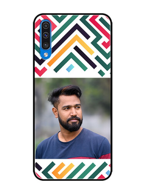 Custom Galaxy A50s Personalized Glass Phone Case - Colorful Maze Pattern Design