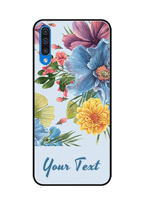 Galaxy A50s Custom Glass Mobile Case - Stunning Watercolored Flowers Painting Design