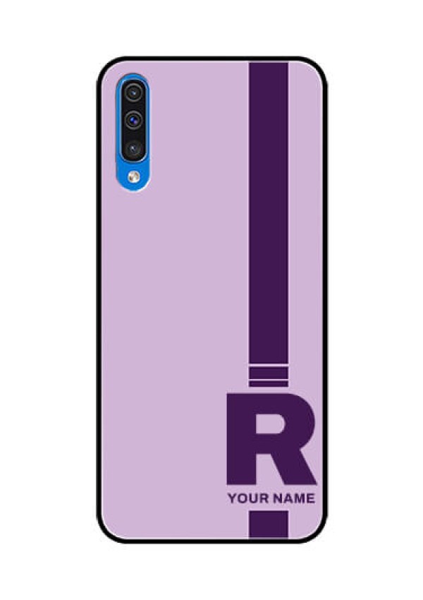 Galaxy A50s Photo Printing on Glass Case - Simple dual tone stripe with name Design