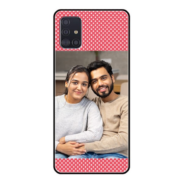 Galaxy A51 Custom Glass Phone Case  - White Dotted Design