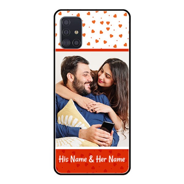 Galaxy A51 Custom Glass Phone Case  - Orange Love Symbol Design