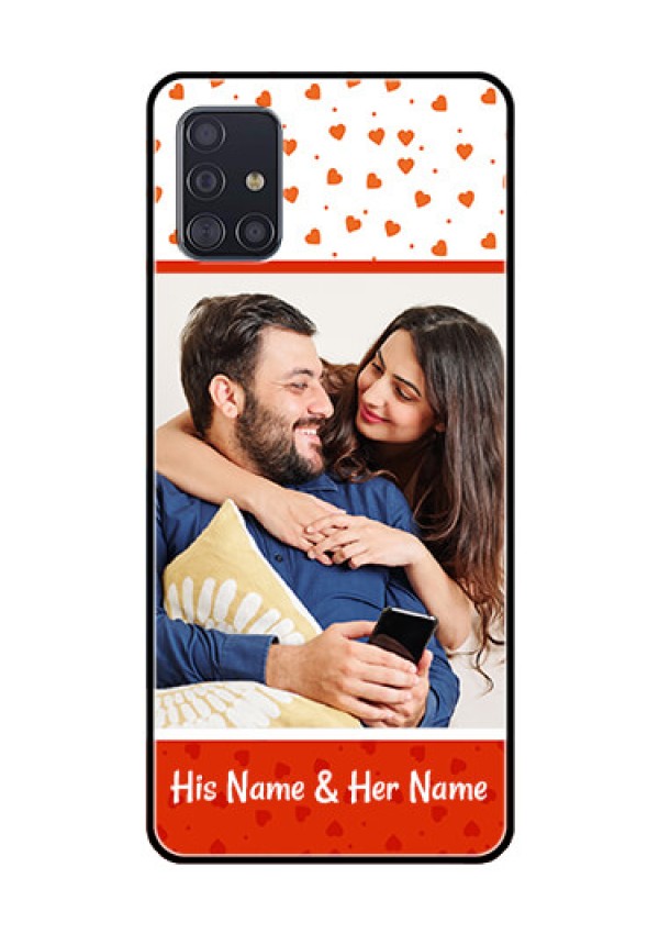 Galaxy A51 Custom Glass Phone Case  - Orange Love Symbol Design
