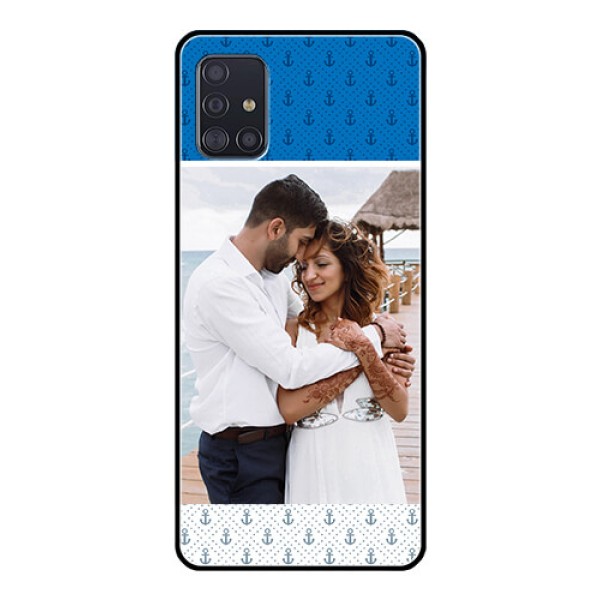 Galaxy A51 Photo Printing on Glass Case - Blue Anchors Design Galaxy A51 Photo Printing on Glass Case - Blue Anchors Design