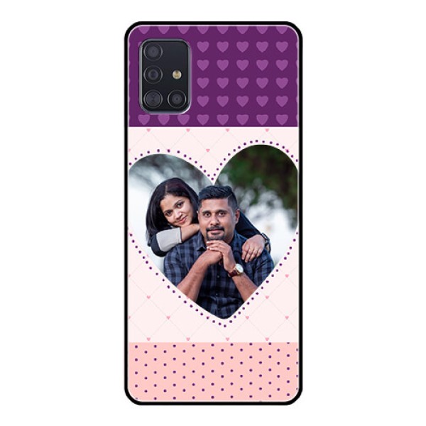 Galaxy A51 Custom Glass Phone Case - Violet Love Dots Design Galaxy A51 Custom Glass Phone Case - Violet Love Dots Design