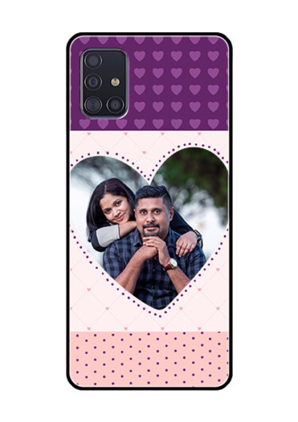 Galaxy A51 Custom Glass Phone Case  - Violet Love Dots Design
