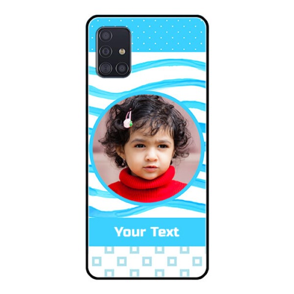 Galaxy A51 Custom Glass Phone Case  - Simple Blue Case Design