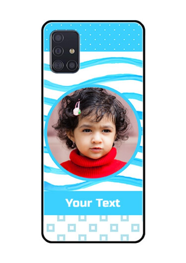 Galaxy A51 Custom Glass Phone Case  - Simple Blue Case Design
