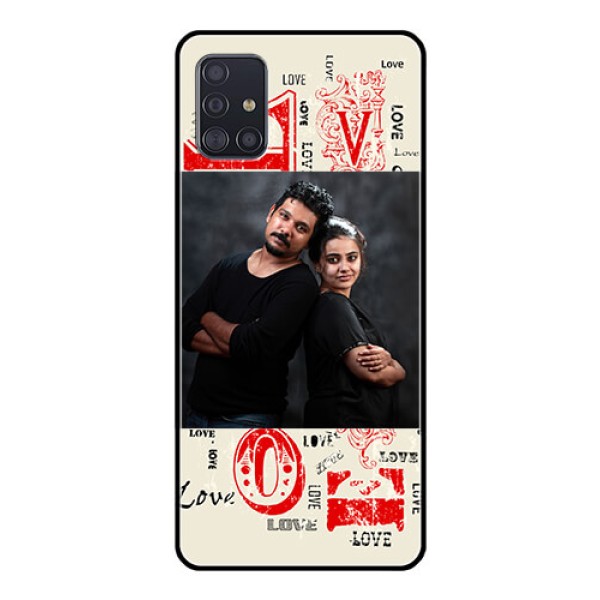 Galaxy A51 Photo Printing on Glass Case  - Trendy Love Design Case