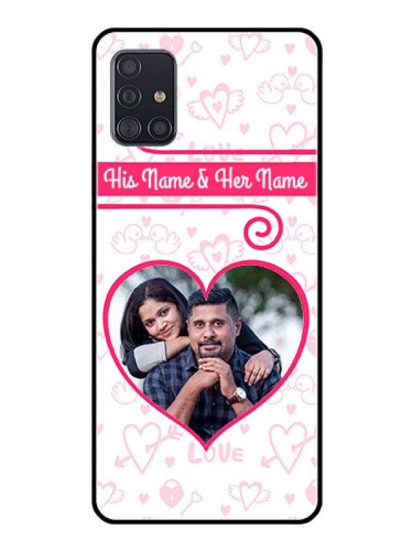Custom Galaxy A51 Personalized Glass Phone Case  - Heart Shape Love Design