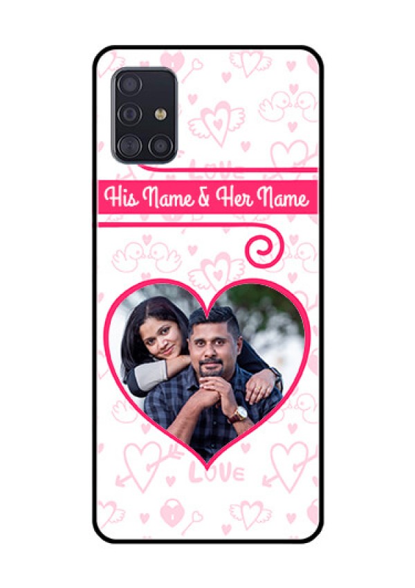 Galaxy A51 Personalized Glass Phone Case  - Heart Shape Love Design