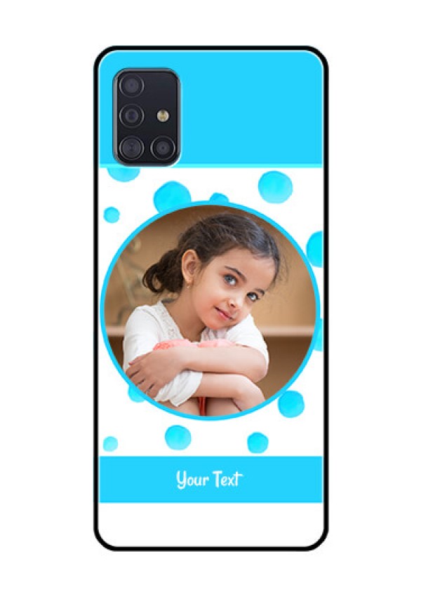 Galaxy A51 Photo Printing on Glass Case  - Blue Bubbles Pattern Design