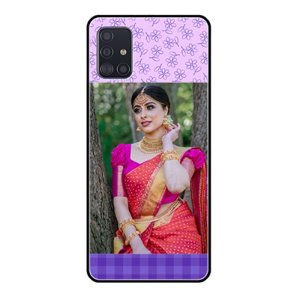 Galaxy A51 Custom Glass Phone Case - Purple Floral Design Galaxy A51 Custom Glass Phone Case - Purple Floral Design