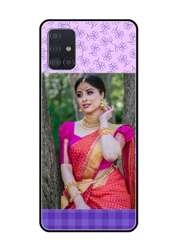 Galaxy A51 Custom Glass Phone Case  - Purple Floral Design