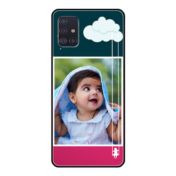 Galaxy A51 Custom Glass Phone Case  - Cute Girl with Cloud Design