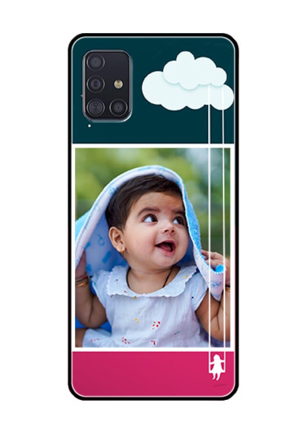 Galaxy A51 Custom Glass Phone Case  - Cute Girl with Cloud Design