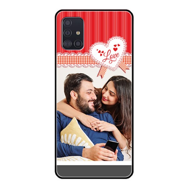 Galaxy A51 Custom Glass Mobile Case  - Red Love Pattern Design