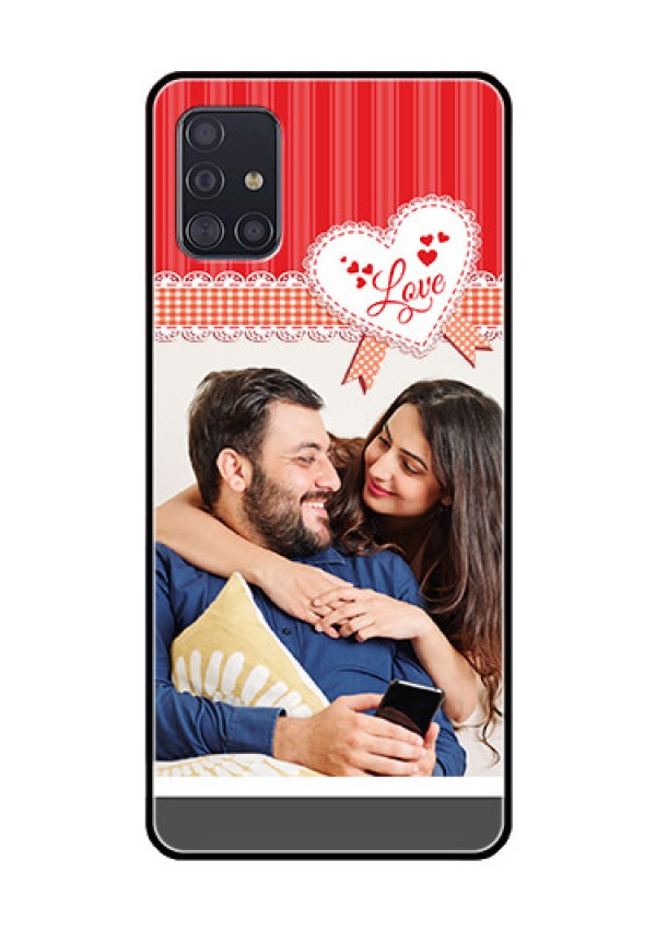 Galaxy A51 Custom Glass Mobile Case  - Red Love Pattern Design