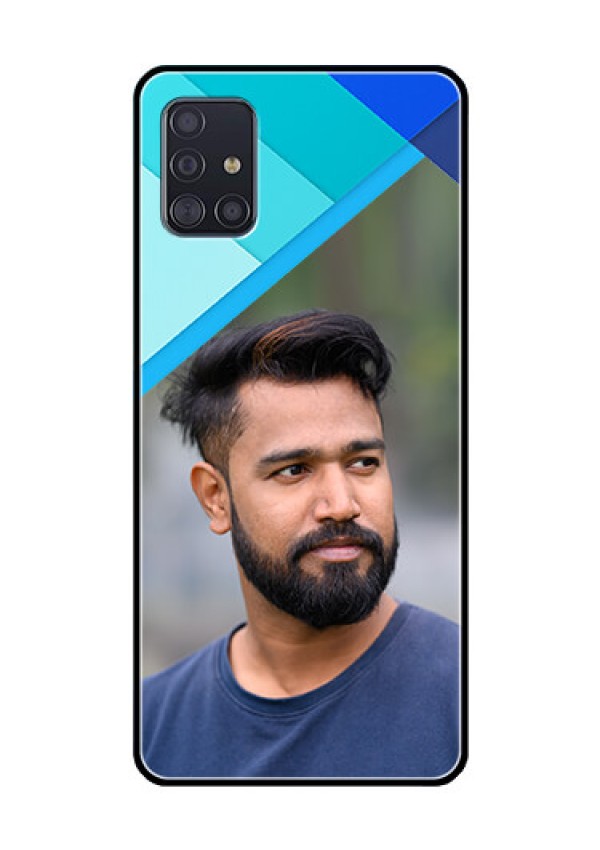 Galaxy A51 Custom Glass Phone Case  - Blue Pattern Design