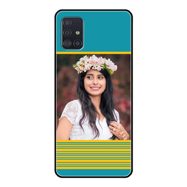 Galaxy A51 Custom Glass Phone Case  - Yellow & Blue Design 