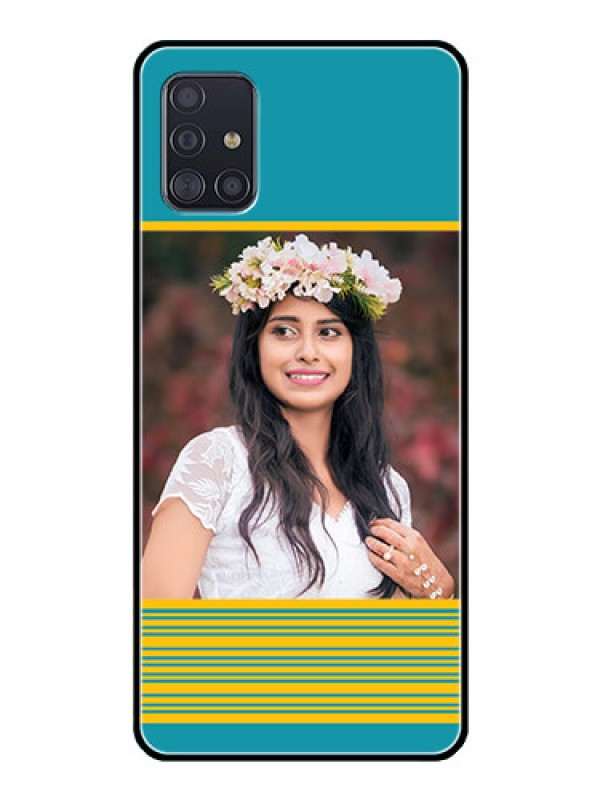 Custom Galaxy A51 Custom Glass Phone Case  - Yellow & Blue Design 