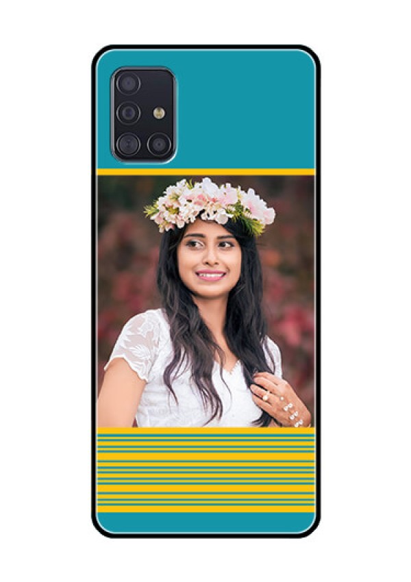 Galaxy A51 Custom Glass Phone Case  - Yellow & Blue Design 