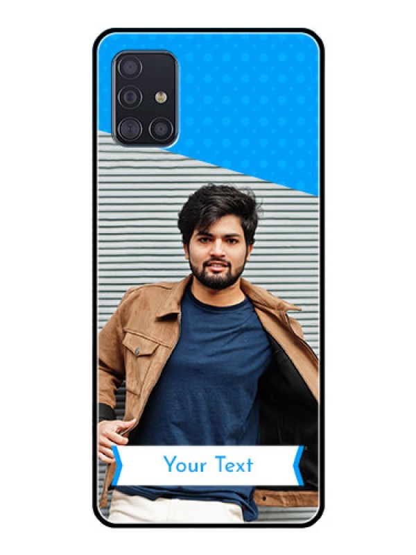 Custom Galaxy A51 Photo Printing on Glass Case  - Simple Blue Color Design