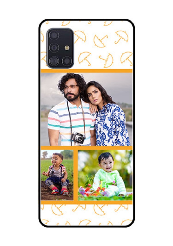 Galaxy A51 Custom Glass Mobile Case  - Yellow Pattern Design