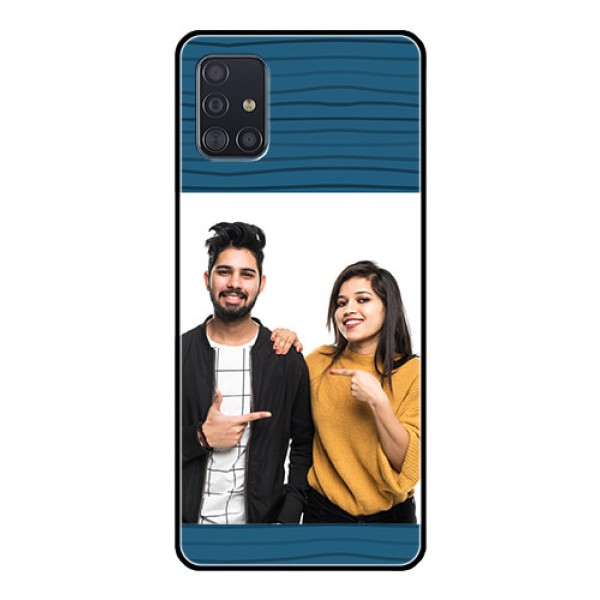 Galaxy A51 Custom Glass Phone Case  - Blue Pattern Cover Design