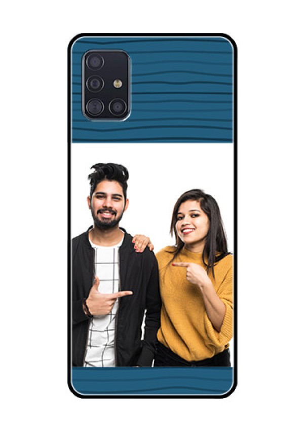 Galaxy A51 Custom Glass Phone Case  - Blue Pattern Cover Design