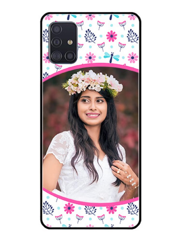 Custom Galaxy A51 Photo Printing on Glass Case  - Colorful Flower Design